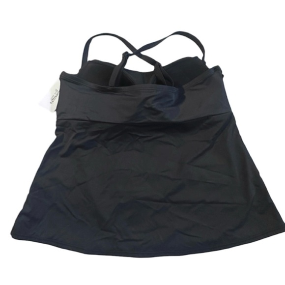 SWIMSUITS FOR ALL Black Mesh Wrap Bandeau Tankini Top Poolside Glamour Plus 20 - Picture 10 of 16